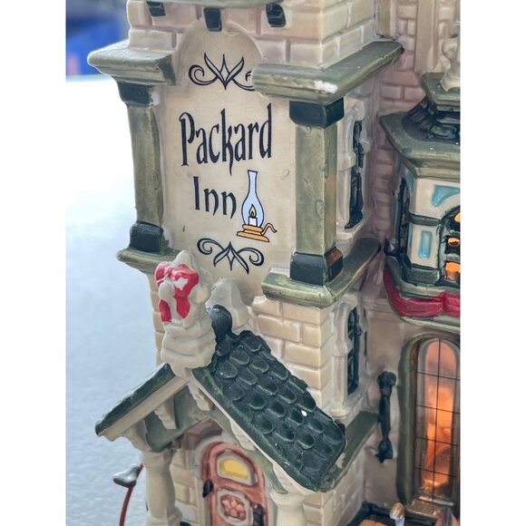 Lemax Packard Inn 2003 Lighted Holiday Village Decoration Porcelain Figurine - Picture 10 of 11